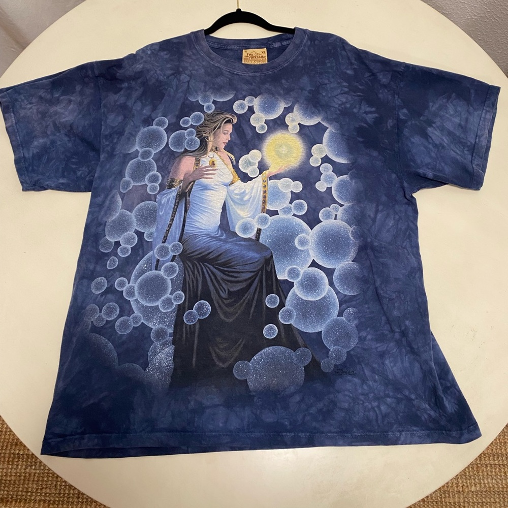 Vintage The Mountain Women Wizard Bubbles Tye Dye Big Print RARE! XL